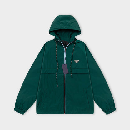 251008 new high-quality hooded trench jacket with a patchwork zipper design