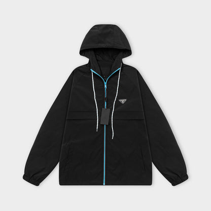 251008 new high-quality hooded trench jacket with a patchwork zipper design