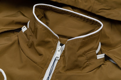 251008 new high-quality hooded trench jacket with a patchwork cap design