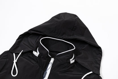 251008 new high-quality hooded trench jacket with a patchwork cap design