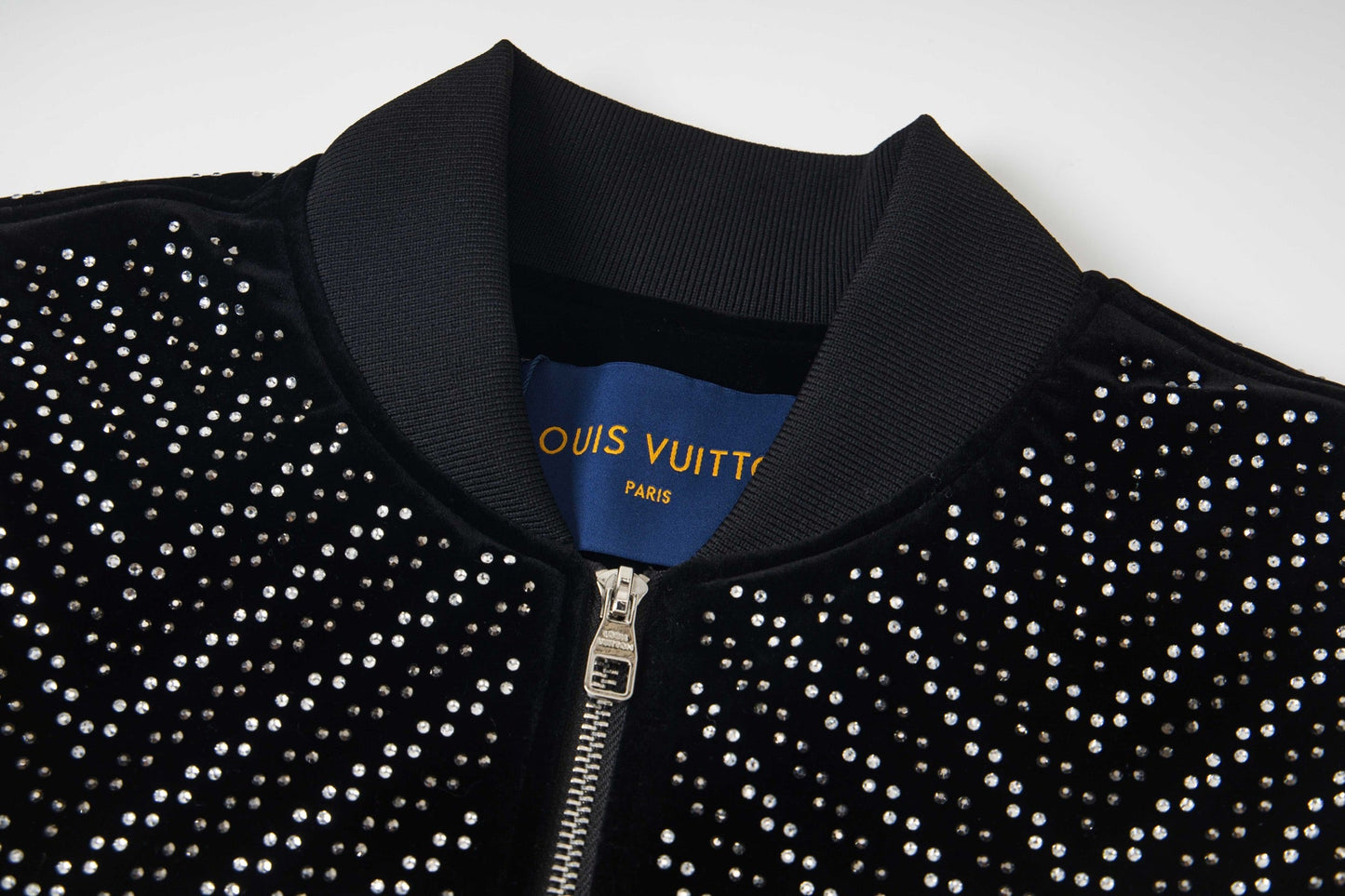251014 A new high-quality black velvet shiny diamond craft zipper jacket