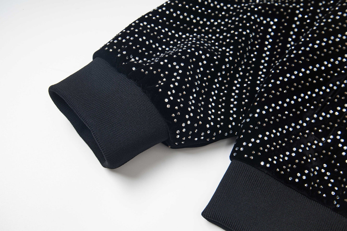 251014 A new high-quality black velvet shiny diamond craft zipper jacket