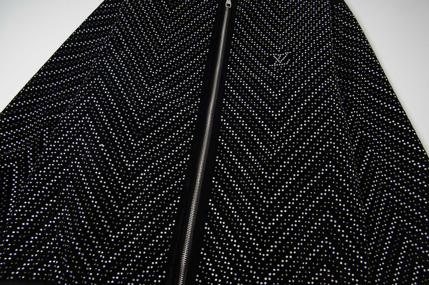 251014 A new high-quality black velvet shiny diamond craft zipper jacket