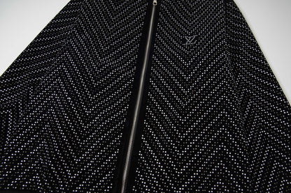 251014 A new high-quality black velvet shiny diamond craft zipper jacket