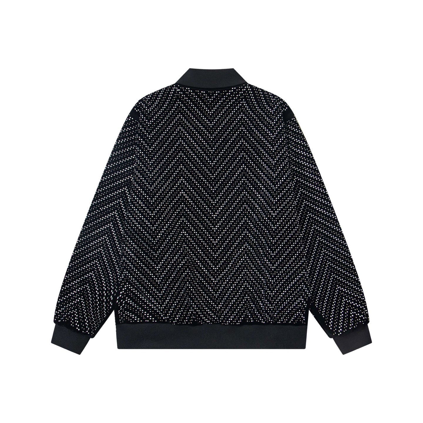 251014 A new high-quality black velvet shiny diamond craft zipper jacket