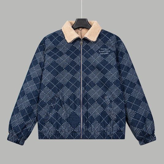 251014 A new high-quality thick lambskin denim jacket