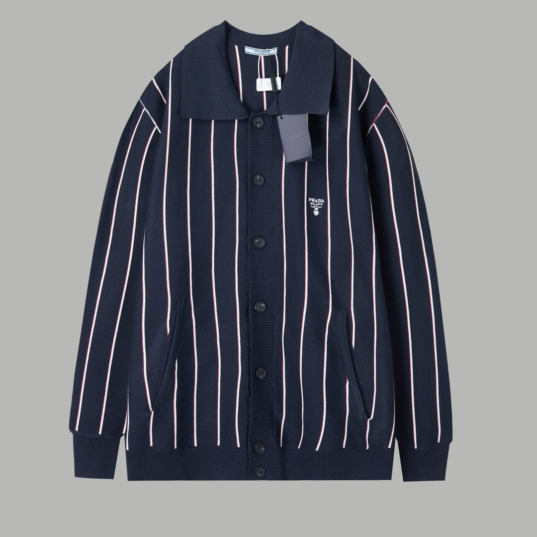 251014 New high-quality embroidered knitted cardigan and lapel sweater
