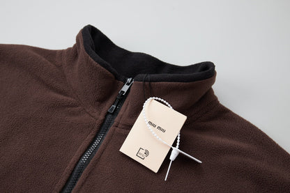 251014 New high-quality embroidered logo polar fleece zipper jacket