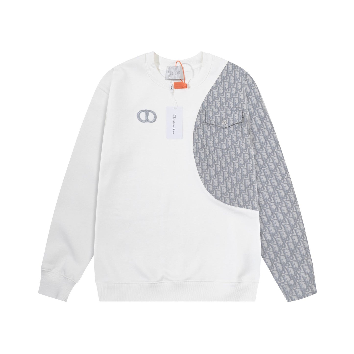 251014 A new high-quality fabric patchwork pocket round-neck sweatshirt