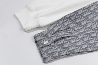 251014 A new high-quality fabric patchwork pocket round-neck sweatshirt