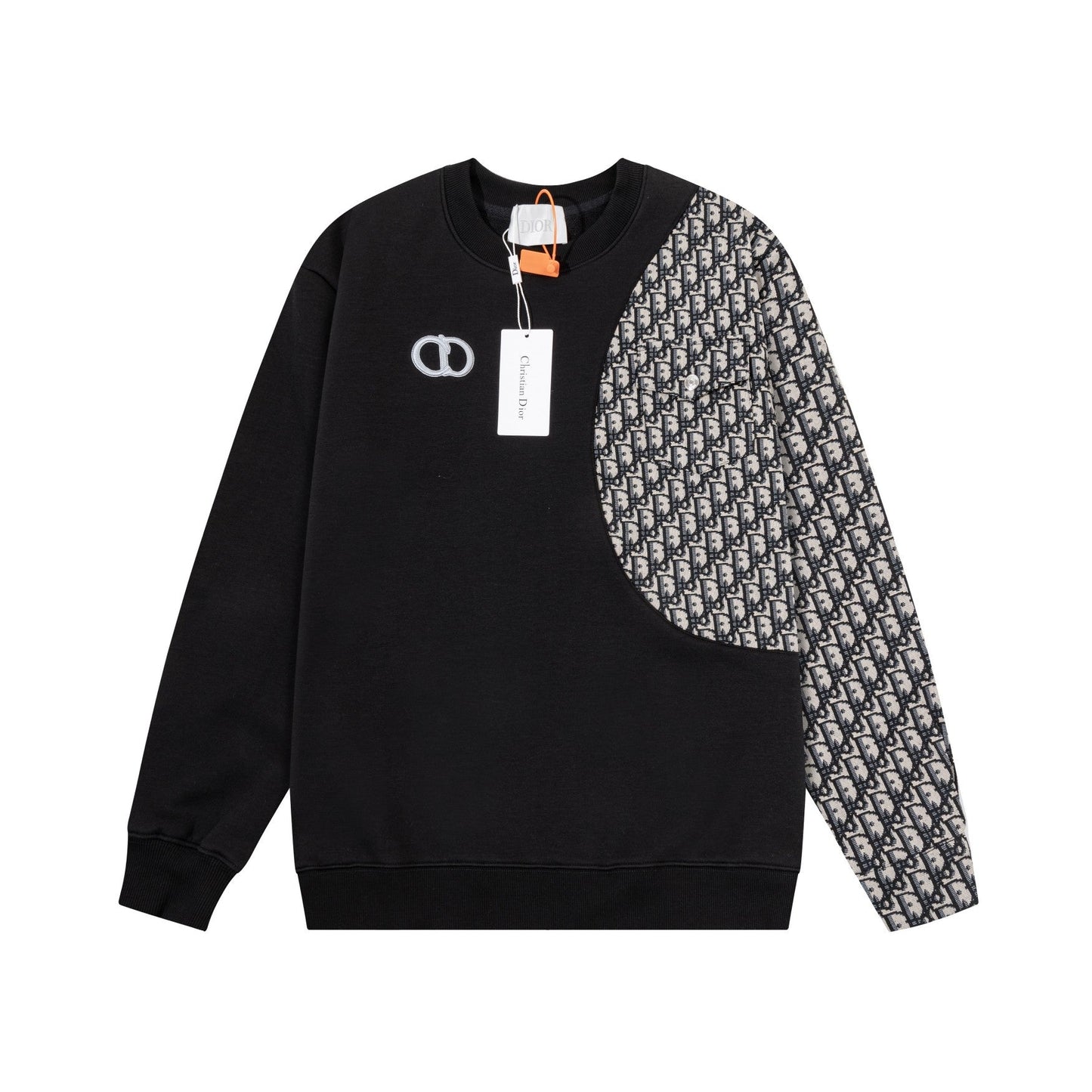 251014 A new high-quality fabric patchwork pocket round-neck sweatshirt