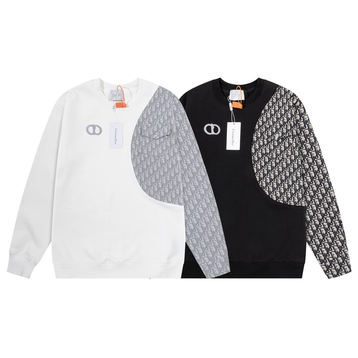 251014 A new high-quality fabric patchwork pocket round-neck sweatshirt