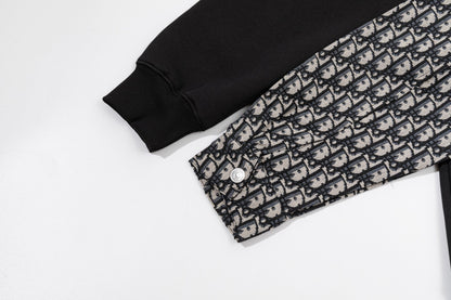251014 A new high-quality fabric patchwork pocket round-neck sweatshirt