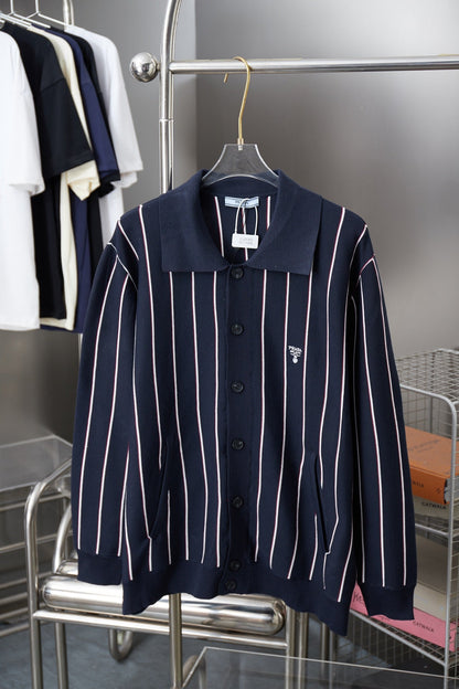 251014 New high-quality embroidered knitted cardigan and lapel sweater