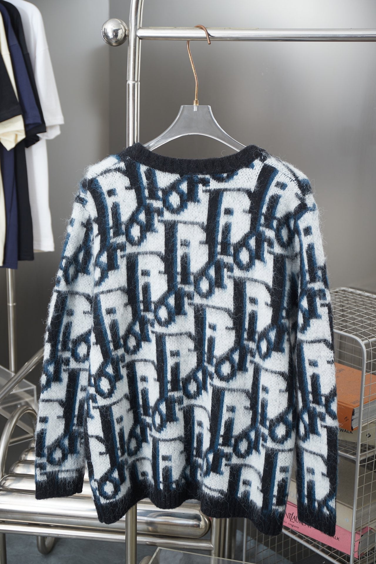 251014 New high-quality mohair full jacquard knitted cardigan sweater
