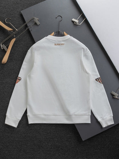 251014 A new high-quality classic checkered patchwork round-neck sweatshirt