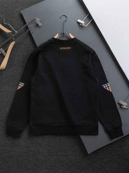 251014 A new high-quality classic checkered patchwork round-neck sweatshirt