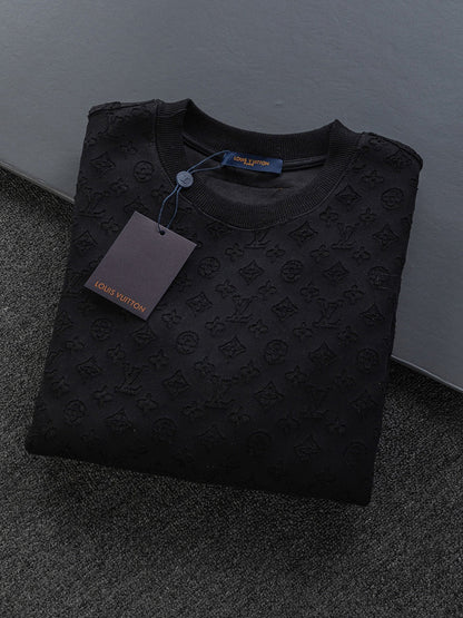 251014 A new high-quality full-body cut, embossed, letter-embroidered round-neck sweatshirt