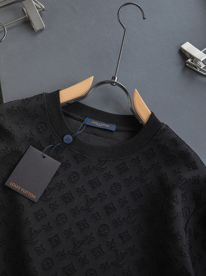 251014 A new high-quality full-body cut, embossed, letter-embroidered round-neck sweatshirt
