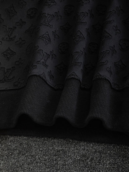 251014 A new high-quality full-body cut, embossed, letter-embroidered round-neck sweatshirt
