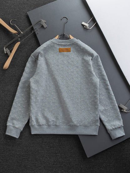 251014 A new high-quality full-body cut, embossed, letter-embroidered round-neck sweatshirt