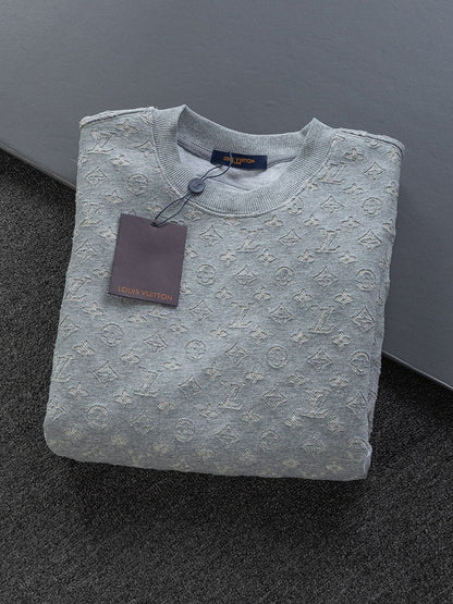 251014 A new high-quality full-body cut, embossed, letter-embroidered round-neck sweatshirt