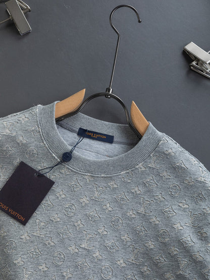 251014 A new high-quality full-body cut, embossed, letter-embroidered round-neck sweatshirt