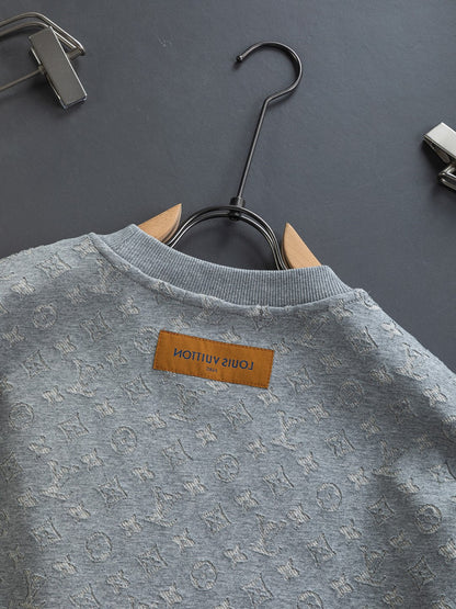 251014 A new high-quality full-body cut, embossed, letter-embroidered round-neck sweatshirt