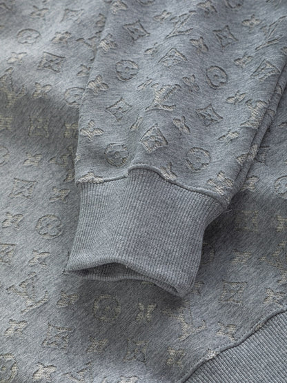 251014 A new high-quality full-body cut, embossed, letter-embroidered round-neck sweatshirt