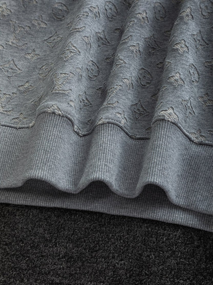 251014 A new high-quality full-body cut, embossed, letter-embroidered round-neck sweatshirt