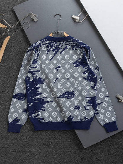 251014 A new high-quality jacquard full-printed graffiti letter round-neck sweatshirt