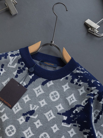 251014 A new high-quality jacquard full-printed graffiti letter round-neck sweatshirt