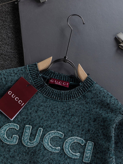 251014 New high-quality distressed applique embroidered sweater