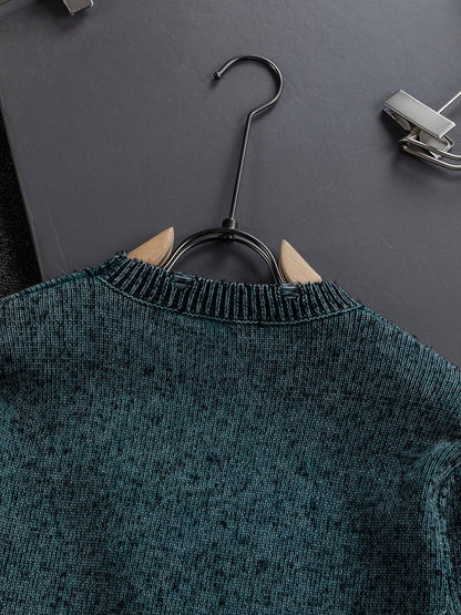 251014 New high-quality distressed applique embroidered sweater