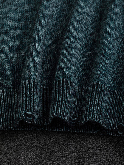 251014 New high-quality distressed applique embroidered sweater