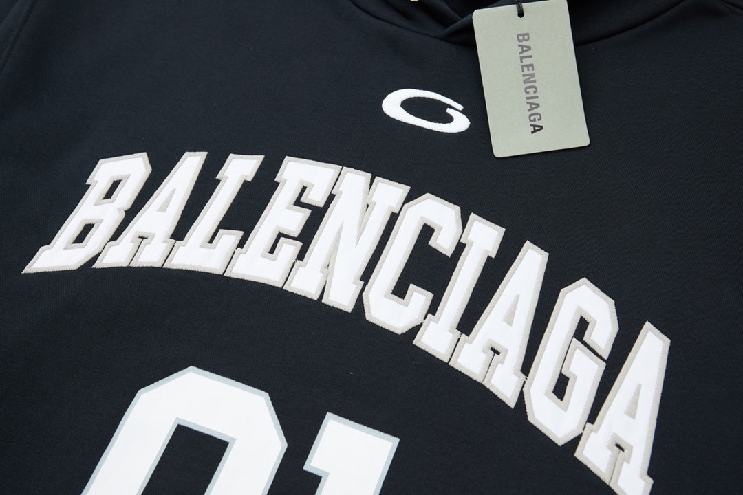 251014 New high-quality basketball series embroidered hooded sweatshirt