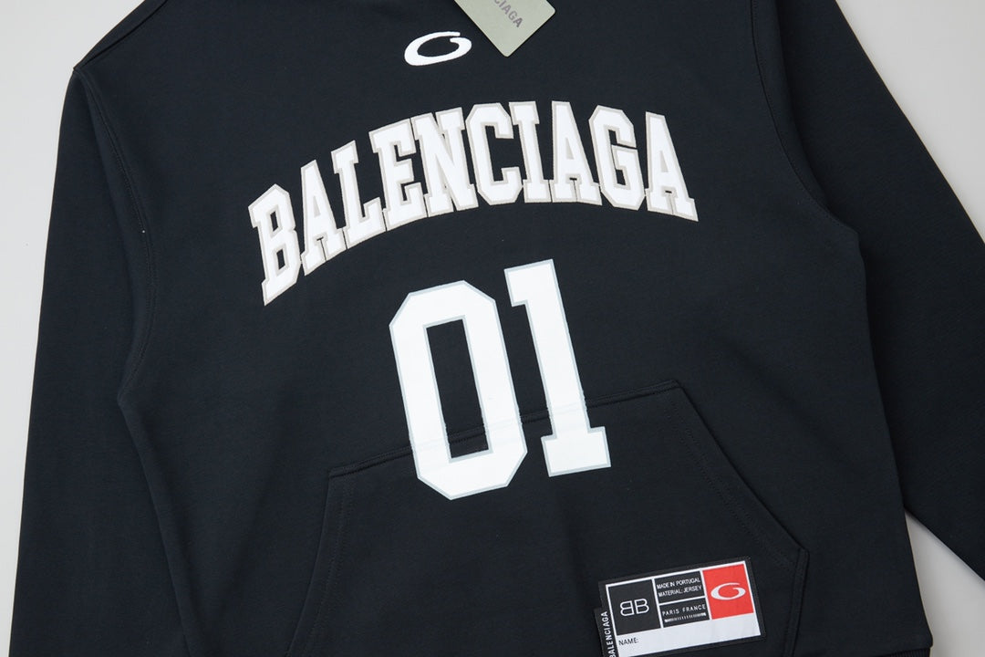 251014 New high-quality basketball series embroidered hooded sweatshirt