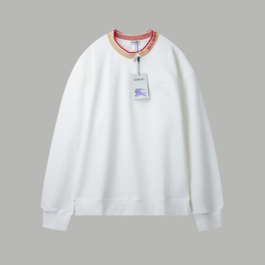 251014 A new high-quality, color-blocking, threaded, embroidered round-neck sweatshirt