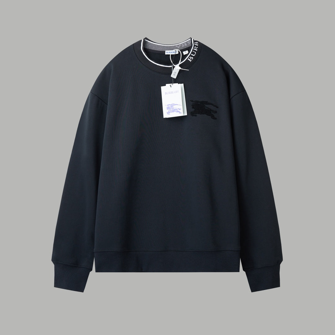 251014 A new high-quality, color-blocking, threaded, embroidered round-neck sweatshirt