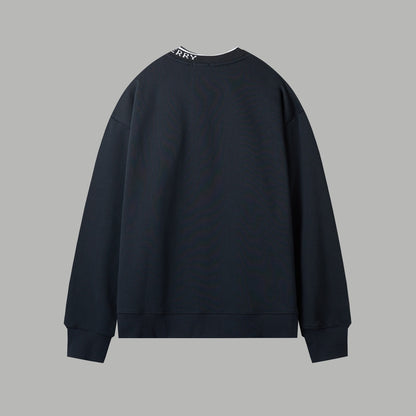 251014 A new high-quality, color-blocking, threaded, embroidered round-neck sweatshirt