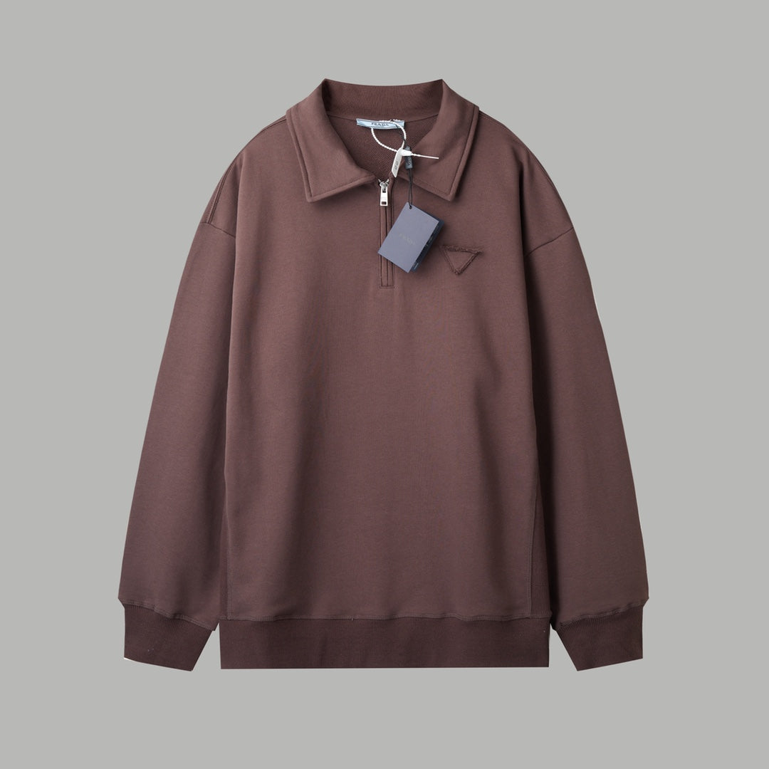 251014 A new high-quality chest triangular patchwork pullover with a lapel