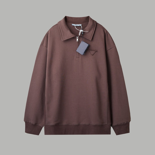 251014 A new high-quality chest triangular patchwork pullover with a lapel