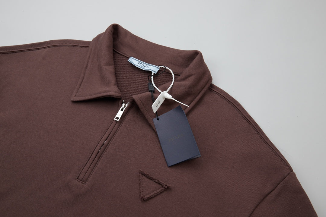 251014 A new high-quality chest triangular patchwork pullover with a lapel