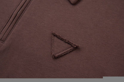 251014 A new high-quality chest triangular patchwork pullover with a lapel