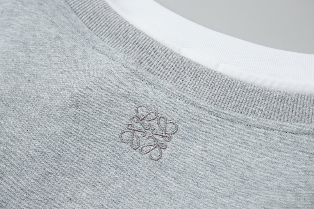 251014 New high-quality V-neck fake two-piece round-neck sweatshirt