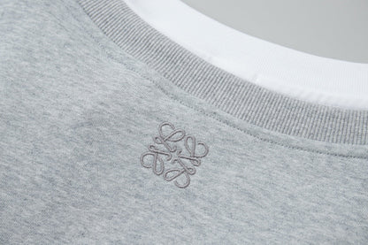 251014 New high-quality V-neck fake two-piece round-neck sweatshirt