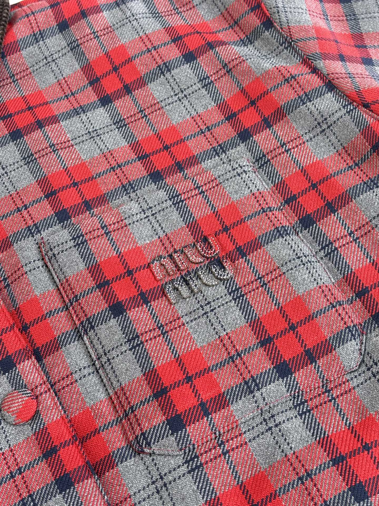 251021 new high-quality wine-red checkered button-down jacket and cotton-padded jacket