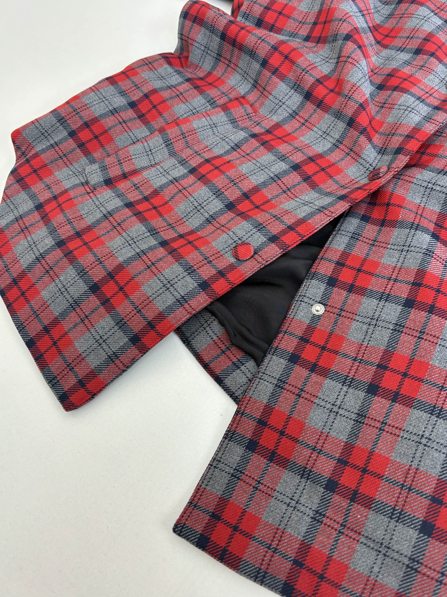 251021 new high-quality wine-red checkered button-down jacket and cotton-padded jacket
