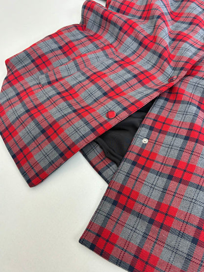 251021 new high-quality wine-red checkered button-down jacket and cotton-padded jacket