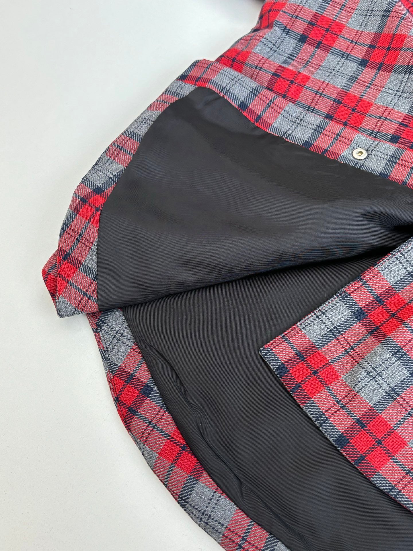 251021 new high-quality wine-red checkered button-down jacket and cotton-padded jacket